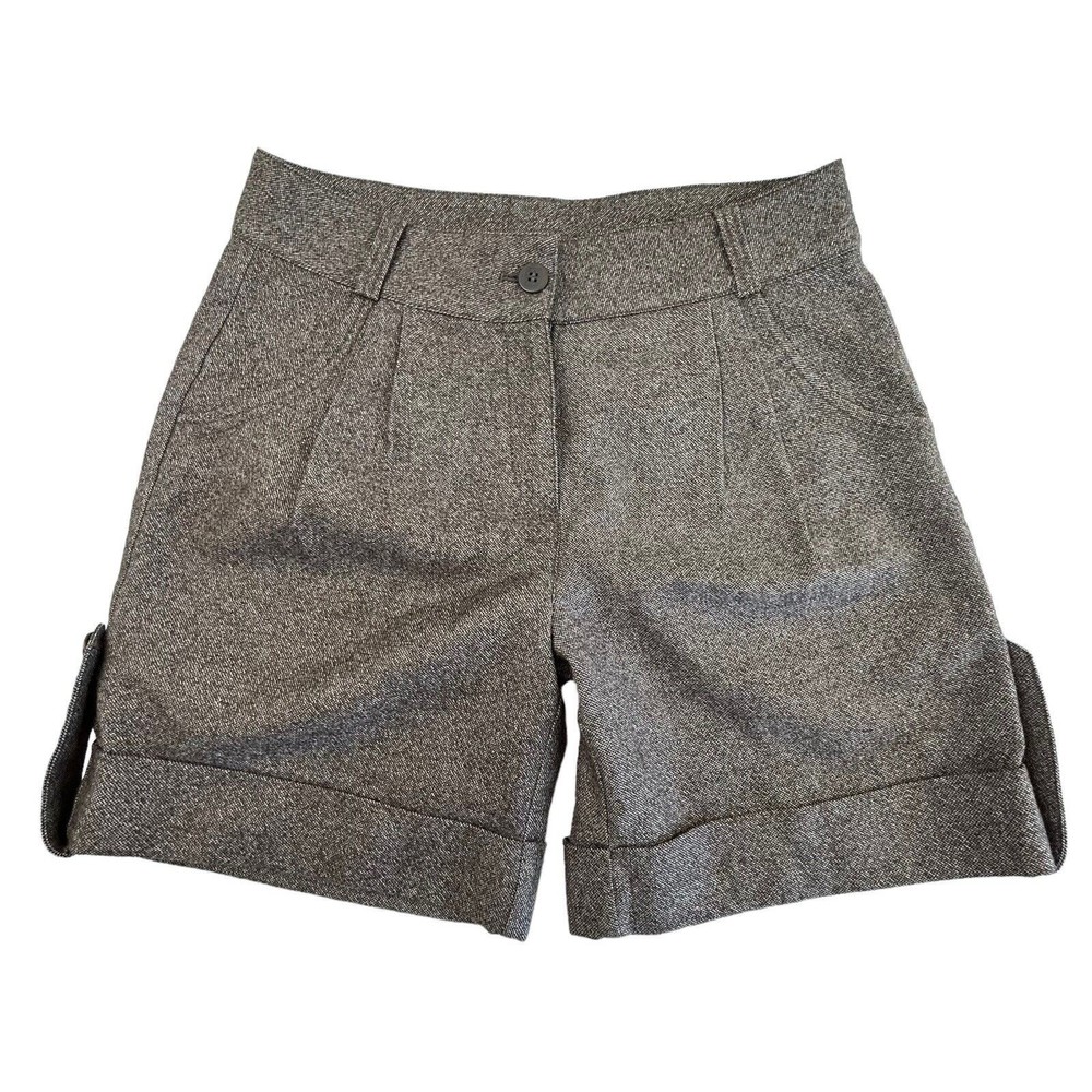 Sundance Wool Blend Tweed Shorts Size 6 Rolled Hem Tab Pleated Lined Women